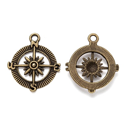 Сплавочные подвески тибетского стиля, без свинца и без кадмия, плоско-круглые, 30x25x2 мм, отверстие : 3 мм