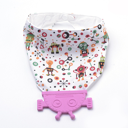 Baby Silicone Saliva Pocket Feeding Teethers Bibs, Infant Toddlers Cotton Teething Towels