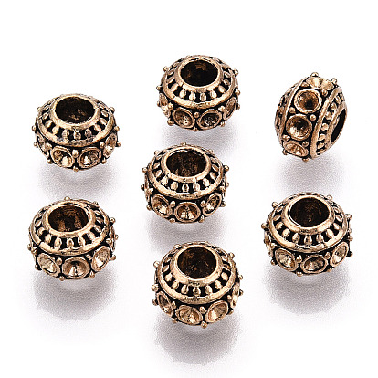 Alloy European Beads, Large Hole Beads, Rondelle