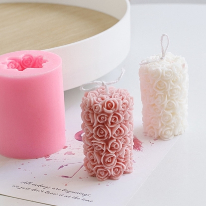 Food Grade DIY Silicone Candle Molds, For Candle Making, Column with Flower