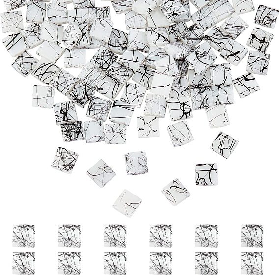 2-Hole Drawbench Glass Seed Beads, Opaque Spray Painted, Rectangle