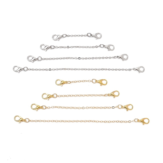 8шт 8 стили латунные кабельные цепи цепи, с двойными карабинами из цинкового сплава, для удлинения ожерелья