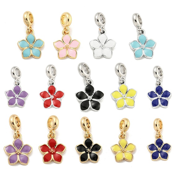 Стойка покрытие сплав эмаль цветок европейские подвески с подвесками, Подвески с большими отверстиями