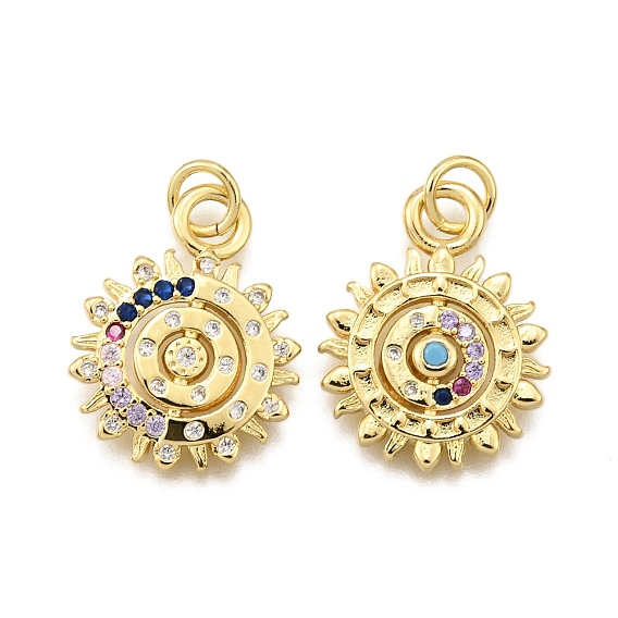 Стойка металлическая латунная микропрофилированная кубическая циркония подвески, солнце, с целью перехода в кольце, без кадмия и без свинца, долговечный, реальный 18 k позолоченный