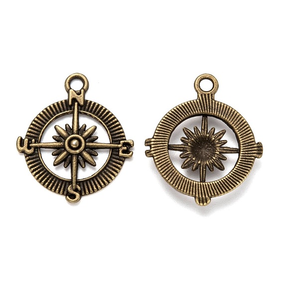 Сплавочные подвески тибетского стиля, без свинца и без кадмия, плоско-круглые, 30x25x2 мм, отверстие : 3 мм