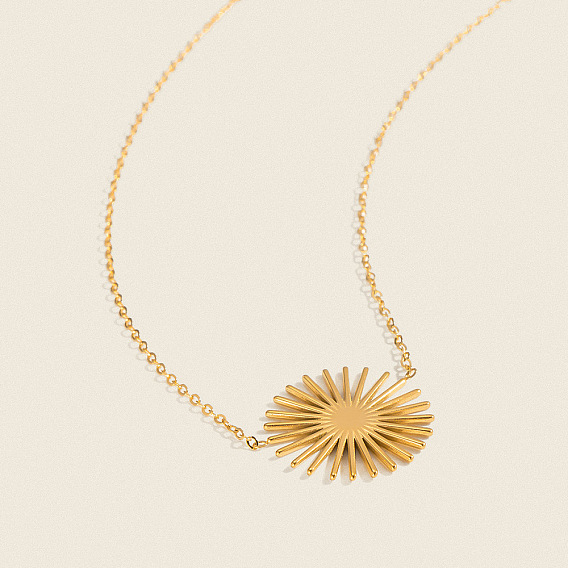 304 Stainless Steel Sun Pendant Necklaces for Women