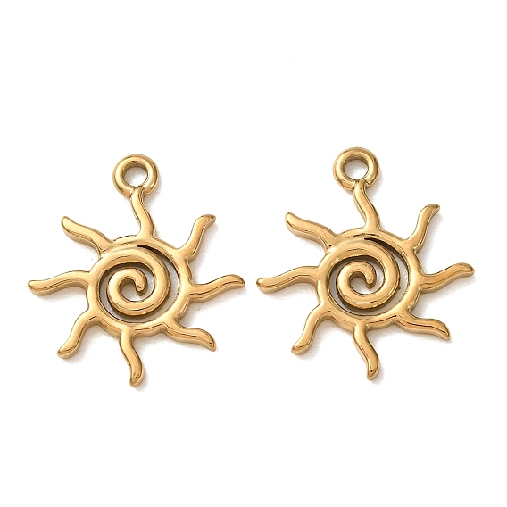 Pendentifs en acier inoxydable, placage ionique (ip), charmes soleil en spirale