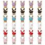 30 Stück 6 Farben Legierung klare Strass Cabochons, mit Emaille, golden, Kaninchen