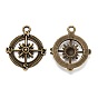 Сплавочные подвески тибетского стиля, без свинца и без кадмия, плоско-круглые, 30x25x2 мм, отверстие : 3 мм