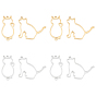 8Pcs 2 Style 2 Colors 304 Stainless Steel Open Back Bezel Pendants, For DIY UV Resin, Epoxy Resin, Pressed Flower Jewelry, Cat Shape