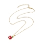 Enamel Apple Pendant Necklace with Golden Brass Cable Chains for Teachers' Day