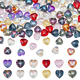 120 шт. 12 прозрачные, окрашенные распылением и гальванизированные стеклянные бусины, с половиным покрытием, сердце