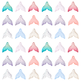 180Pcs 9 Colors Transparent Spray Painted Glass Pendants, Mermaid Fishtail