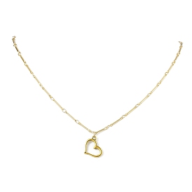 Brass Bar Necklsces, Heart Alloy Pendant Necklaces, Jewely for Women