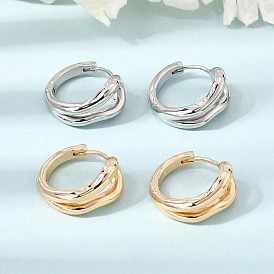Boucles d'oreilles en laiton de cercle pour les femmes, ronde