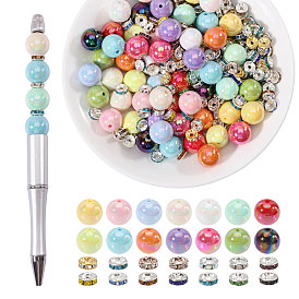 Наборы для изготовления ювелирных изделий своими руками, включая 224шт. бусин-рондель из сплава со стразами и 56шт. акриловых бусин