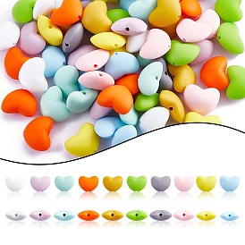 100Pcs Heart Silicone Beads for Keychain Making Cute Silicone Beads Bulk Silicone Bead Kit for Jewelry DIY Craft Making