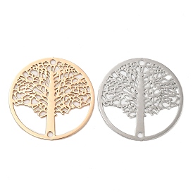 Rack Plating Brass Connector Charms, Etched Metal Embellishments, Long-Lasting Plated, Tree of Life Links