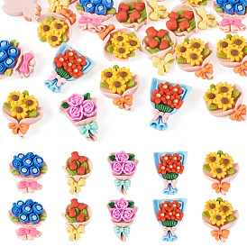 20 шт. Кабошоны из непрозрачной смолы, букет цветов
