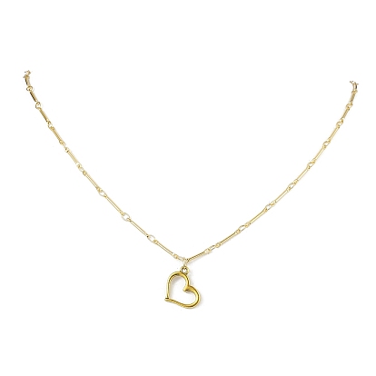 Brass Bar Necklsces, Heart Alloy Pendant Necklaces, Jewely for Women