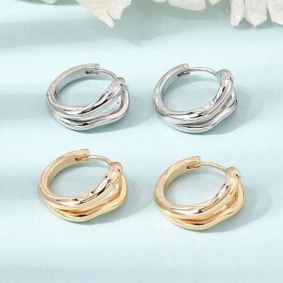 Brass Hoop Earrings for Women, Round