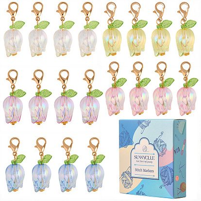 30шт. акриловый маркер для закрепочных стежков «Тюльпан», Сплав с застежками когтя омара