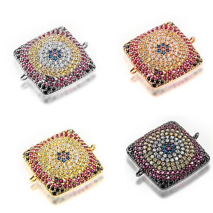 Square devil's eye CZ jewelry connector evil eye Turkish eye DIY bead jewelry accessories micro-set
