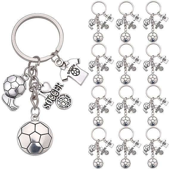 20Pcs Alloy Keychains, with Iron Rings, Sports Theme