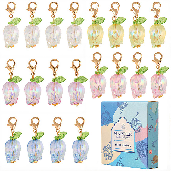 30шт. акриловый маркер для закрепочных стежков «Тюльпан», Сплав с застежками когтя омара