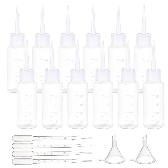 PE Liqiud Bottle, with Plastic Funnel Hopper, Disposable Plastic Transfer Pipettes