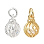 Brass Micro Pave Clear Cubic Zirconia Charms, Spiral Lantern Charms, Rack Plating, Long-Lasting Plated