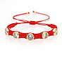 Vintage Ethnic Beaded Love Heart Bracelet Set with Rhinestone Rivets for Couples