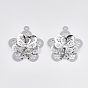 Brass Pendants, with Crystal Rhinestone, Flower