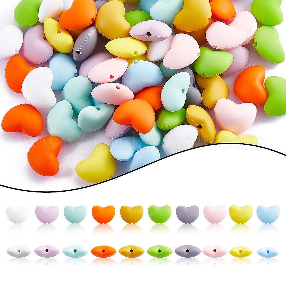 China Factory 100Pcs Heart Silicone Beads for Keychain Making Cute Silicone  Beads Bulk Silicone Bead Kit for Jewelry DIY Craft Making 15.2x20x10mm,  Hole: 2mm in bulk online 