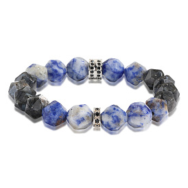 Bracelet en acier inoxydable avec pierre à pois bleus - tendance, élastique, bracelet en zircone.