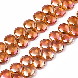 Electroplate Glass Beads Strand, AB Color, Teardrop