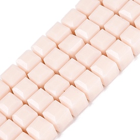 Opaque Glass Beads Strands, Cube, Faceted