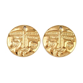 304 подвески из нержавеющей стали, ионное покрытие (ip), плоский круглый с человеческим лицом