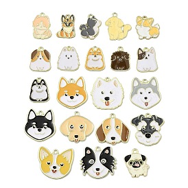 Подвески из эмали и сплава, собака, золотые