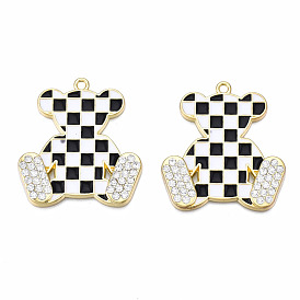 Crémaillère pendentifs en alliage placage, avec l'émail et strass, sans cadmium et sans plomb, ours