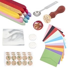 CRASPIRE Sealing Wax Particles, for Retro Seal Stamp, with Candle, DIY Scrapbook, Paper Envelopes, Cup Coasters, Stainless Steel Spoon and Adhesive Paper