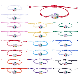 20Pcs 10 Colors Zinc Alloy Link Bracelets, Polyester Cord Braided Bracelets for Men Women, Color Palette