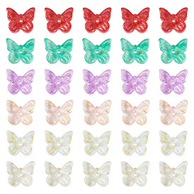 100 шт 5 цвета гальванические стеклянные бусины, с золотой фольгой, бабочка