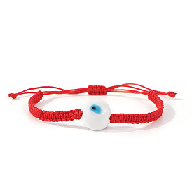 Браслеты из бисера ручной работы с элементами лэмпворка от сглаза, регулируемые плетеные браслеты из волоконного шнура для мужчин и женщин