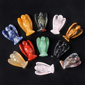 Gemstone Carved Angle Figurines, for Home Office Desktop Feng Shui Ornament