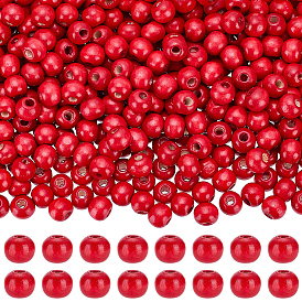 600шт. окрашенные бусины из натурального дерева, круглые, без свинца