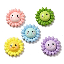 Cabochons en résine décoden de tournesol souriant de dessin animé