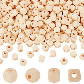 500бусины из натурального дерева шт., горизонтальное отверстие, кубические
