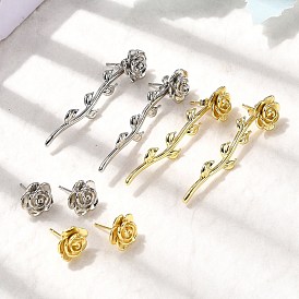 Серьги-гвоздики в виде цветка из латуни, стойки покрытие, долговечный, без кадмия и без свинца