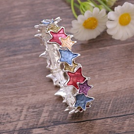 Alloy Enamel Links Stretch Bangles, Star